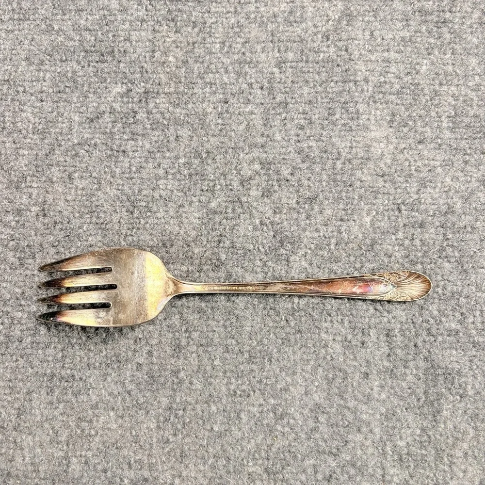 2 Vintage International Silver Radiance Meat Serving Fork Crown Silverplate 8.5